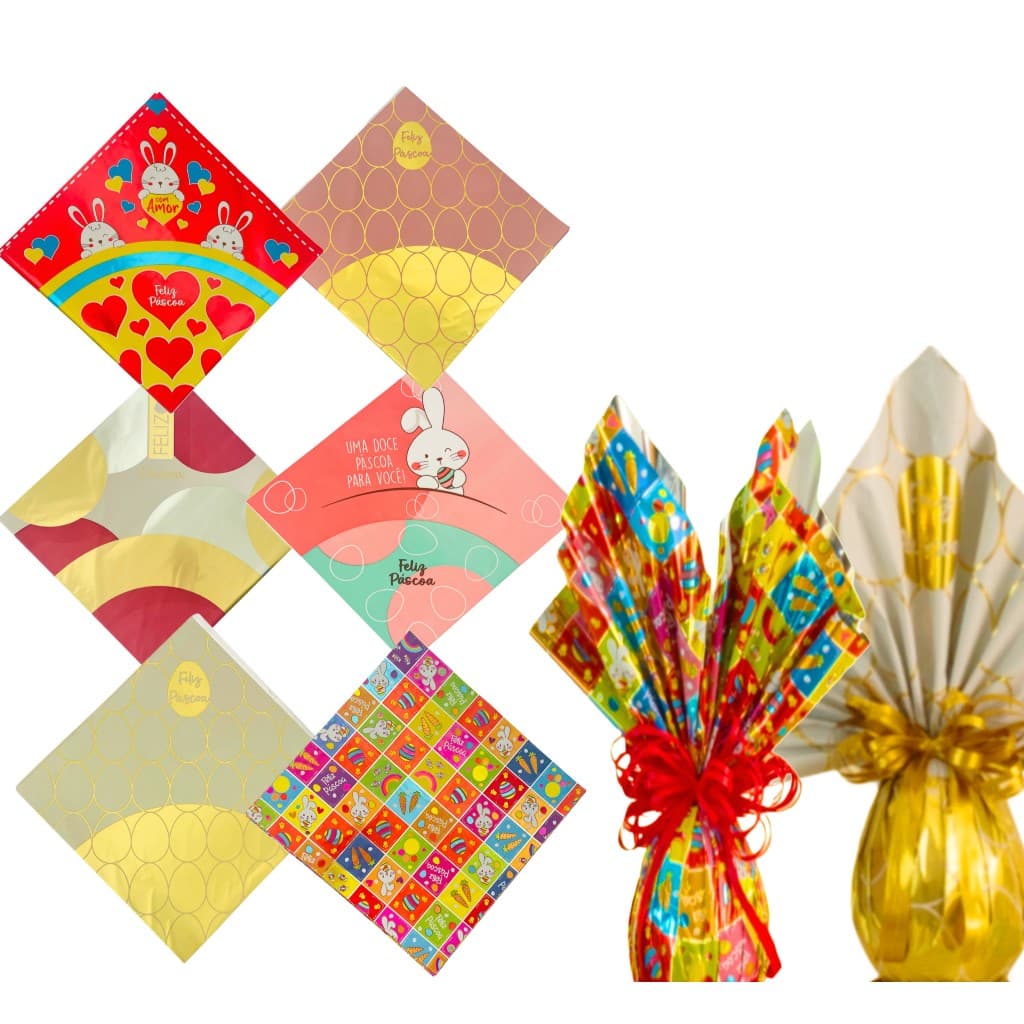 Embalagem saco ovo de pascoa 34x34cm para ovos ate 350 gr