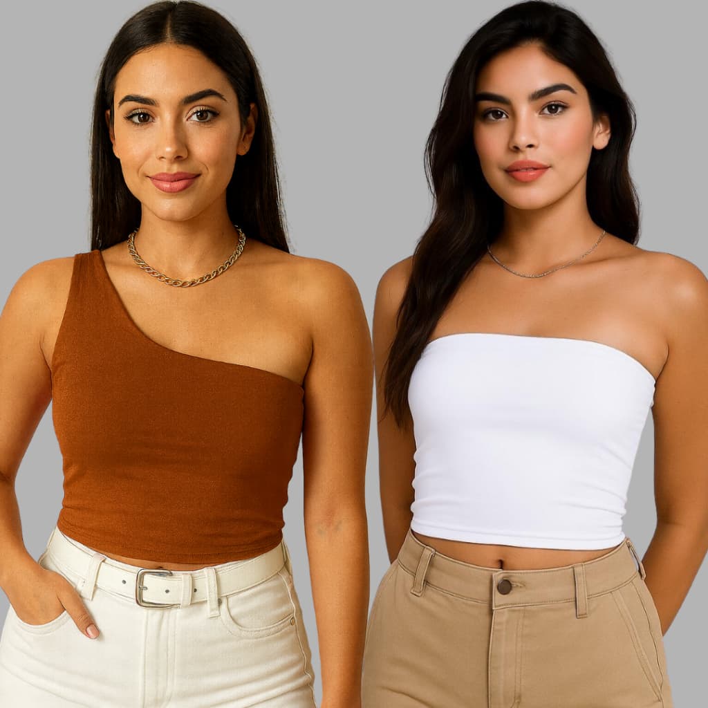 KIT 2 MULA MANCA E TOMARA QUE CAIA FORRADO SUPLEX BLUSA CROPED MODA BLOGUEIRA