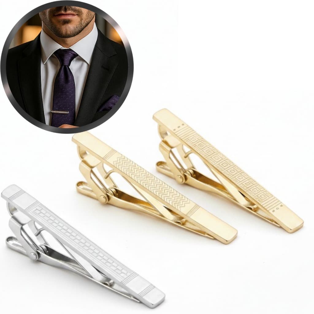 Kit 3 Prendedores De Gravata Slim e Semi Slim de Qualidade Superior Prata e Dourado