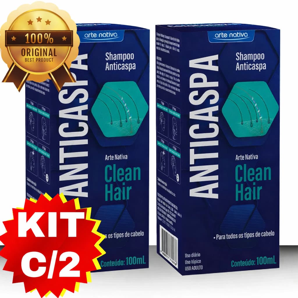 Kit 2x Shampoo Anticaspa Arte Nativa Clean Hair 100ml Uso Diário