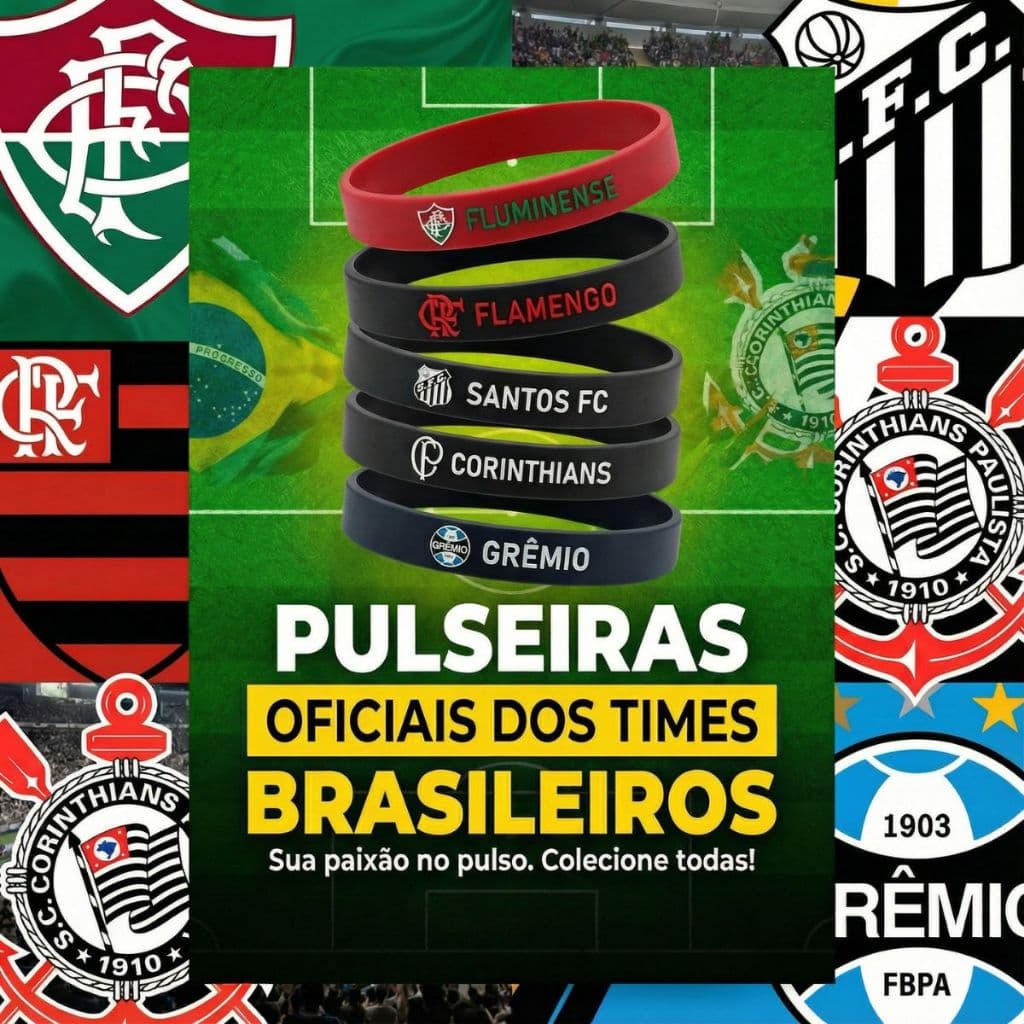 Pulseira Futebol Brasileiro Vários Times Confortável Pra Torcedor