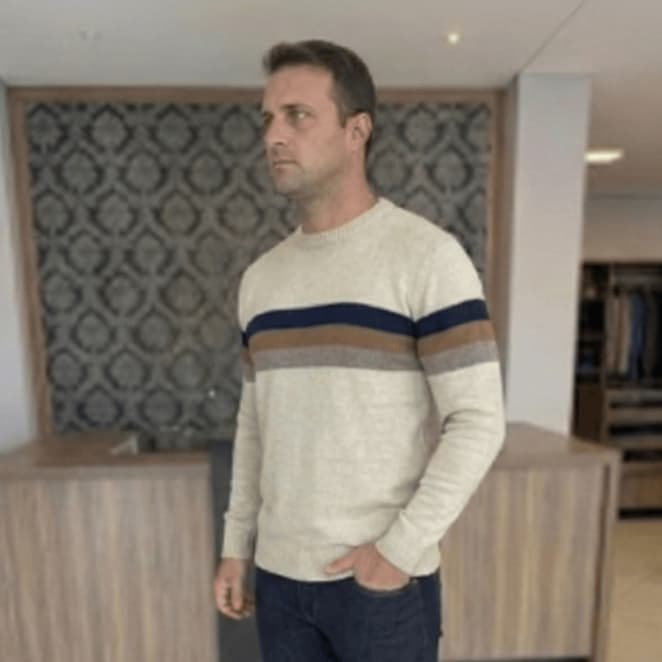 Suéter Blusa Tricot Listras Delux Masculino Manga Longa Luxo Inverno