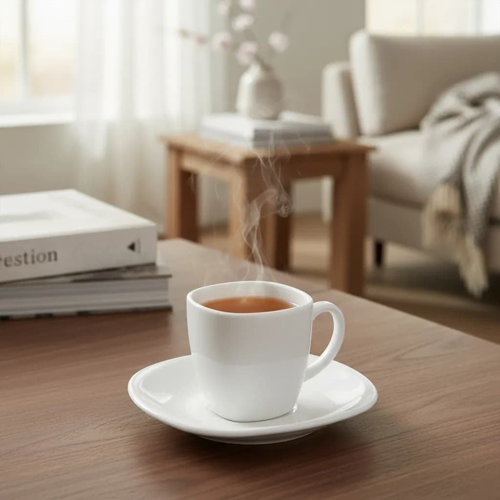 Jogo De 6 Xícaras 180ml Com 6 Pires Para Chá Quadra La Opala Vidro Branco Opaline