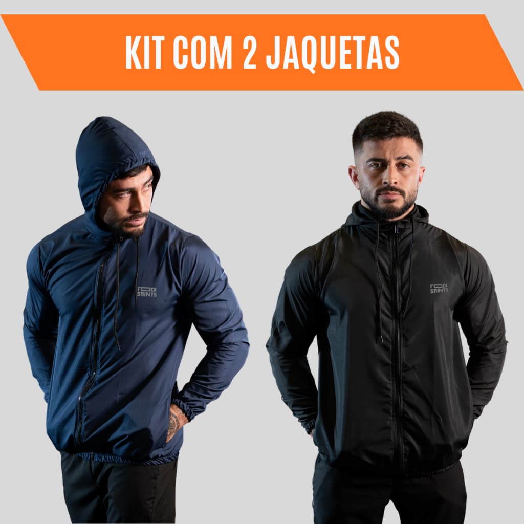 Kit 2 Corta Vento Masculina Semi Forrada Rock Saints