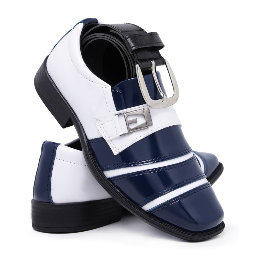 Kit Sapato Social Infantil Com Cinto Masculino Menino Modelo Italiano Elegante Confortável