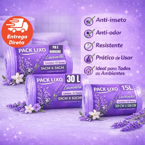 Saco de Lixo Cheiroso Lavanda  Perfumado Pia Banheiro 10L/15L /30L  Resistente Anti Inseto Anti Odor
