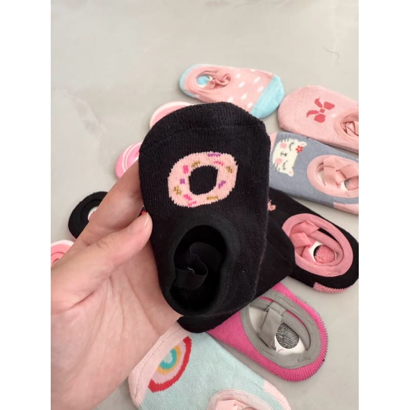 kit 6 Meia Sapatilha Antiderrapante Infantil e Bebê em Algodão Menina Estampas Varidas 0-10 ANOS