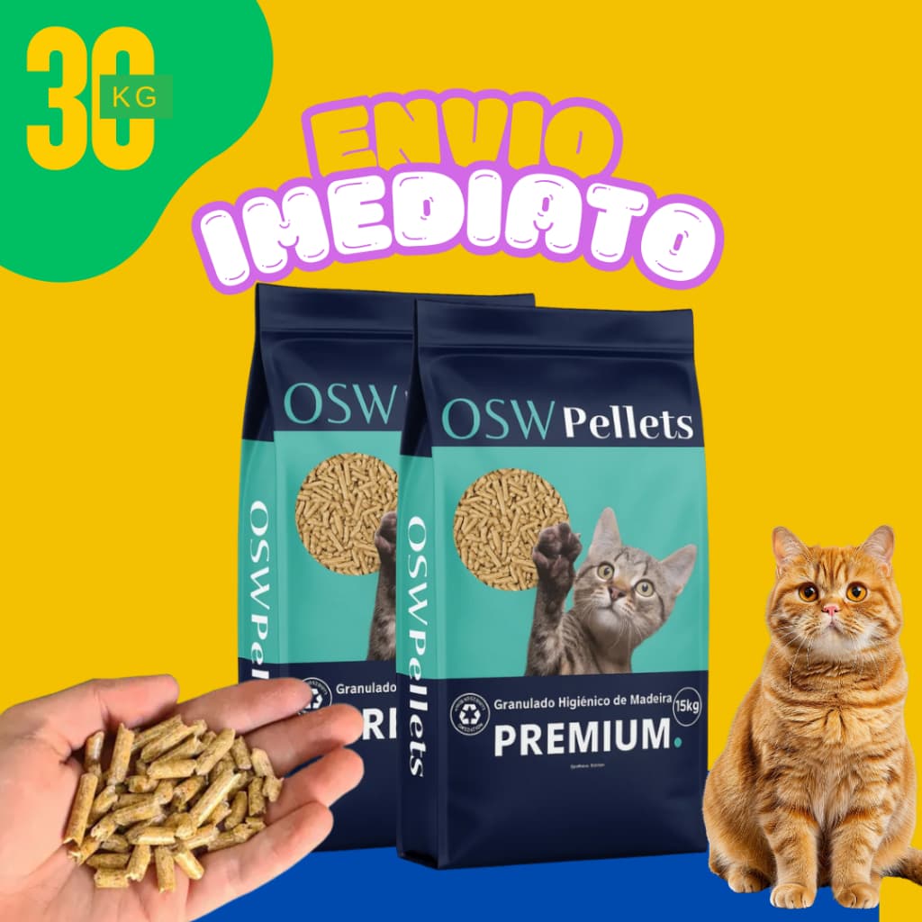 Granulado de Madeira  15/20/30KG Sustentável sem Químicos para Banheiro de Gatos- Envio Imediato