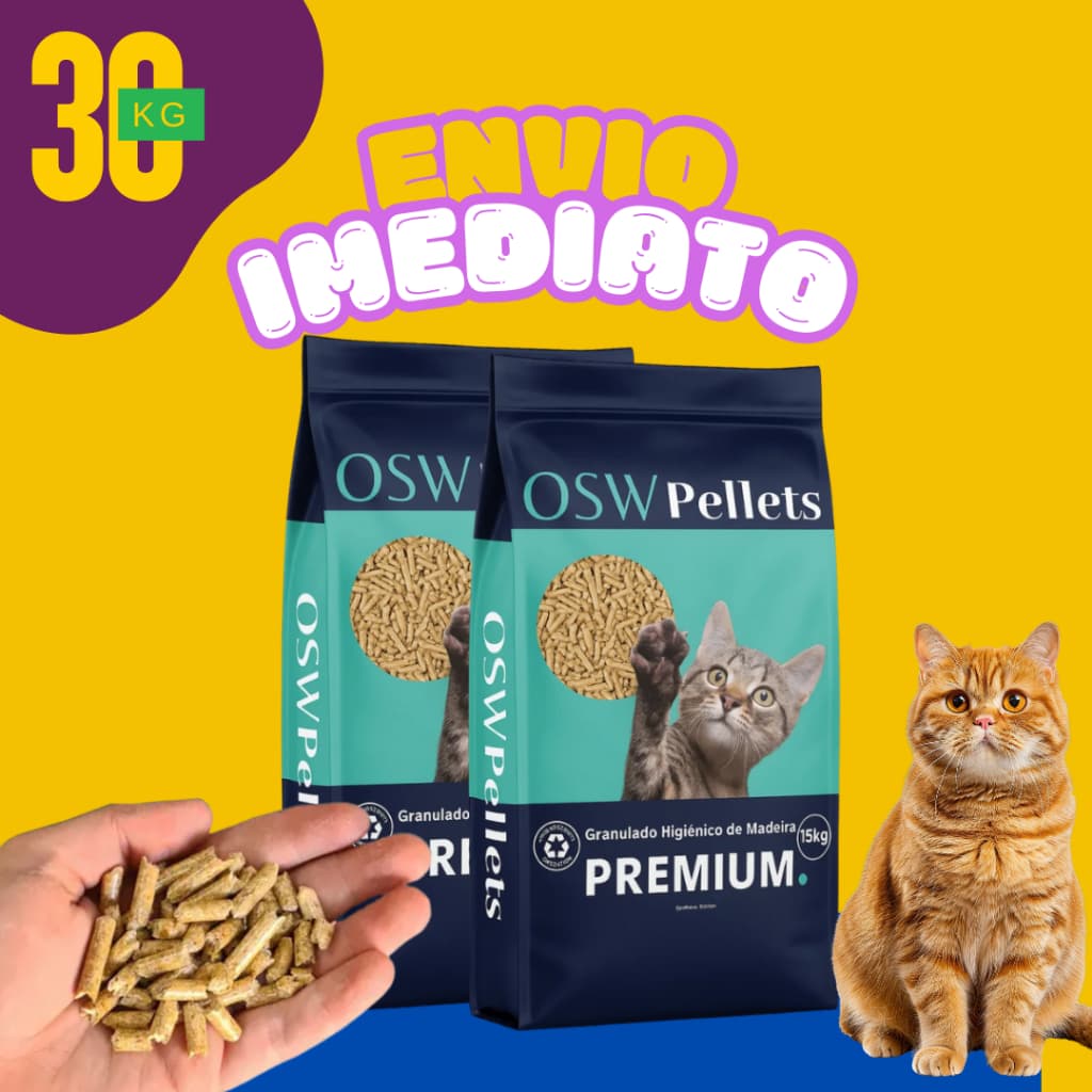 Granulado de Madeira 15/20/30KG Absorvente de Odores para Hamster e Coelhos Pet - Envio Imediato