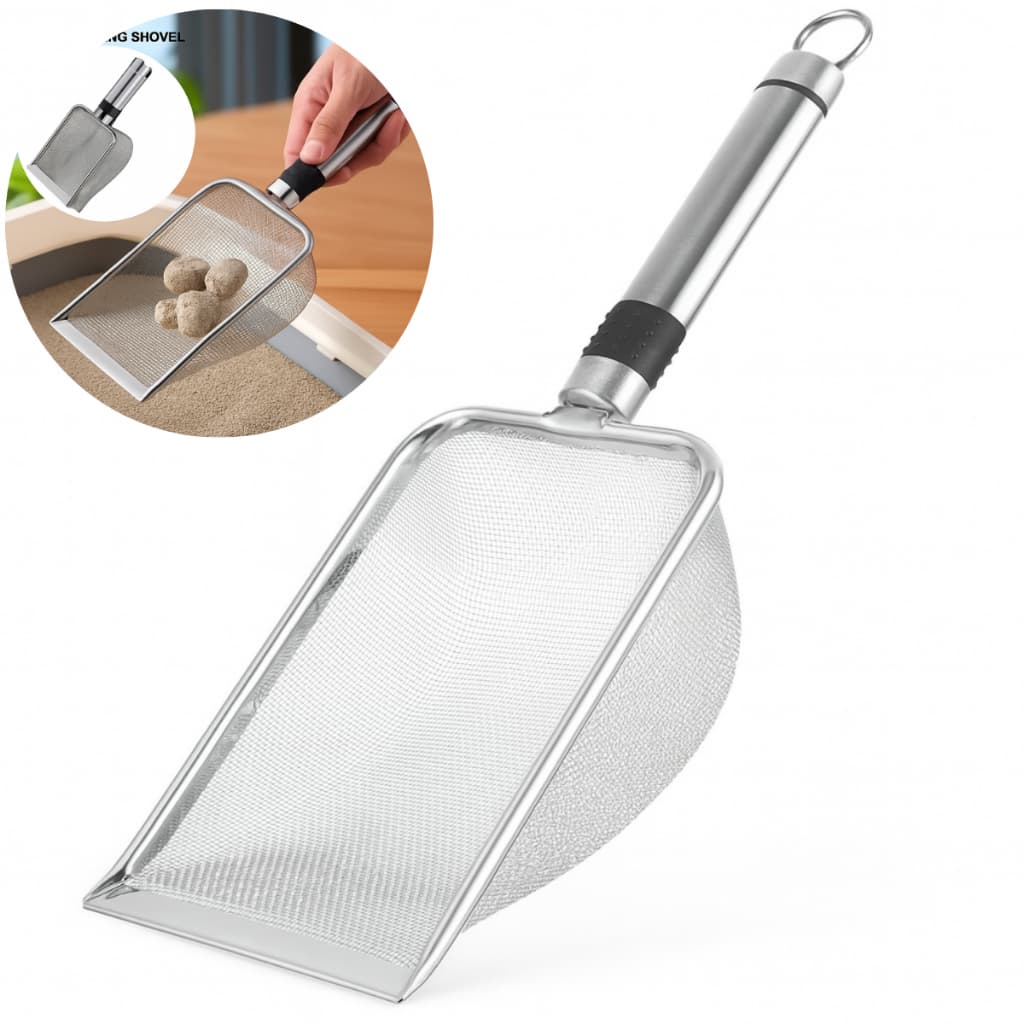 Pá Higiênica De Areia para Gatos Peneira Coletora Aço Inox 2.8mm e 3.8mm
