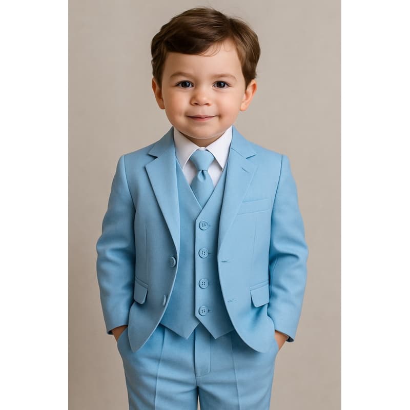 Terno Infantil Azul Bebê Com Colete De luxo