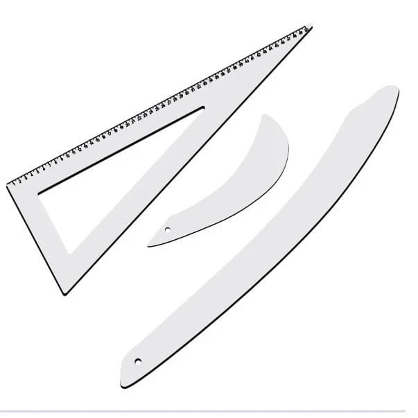 Kit Conjunto Réguas Para Costura Modelagem Acrilico Com 3 Peças