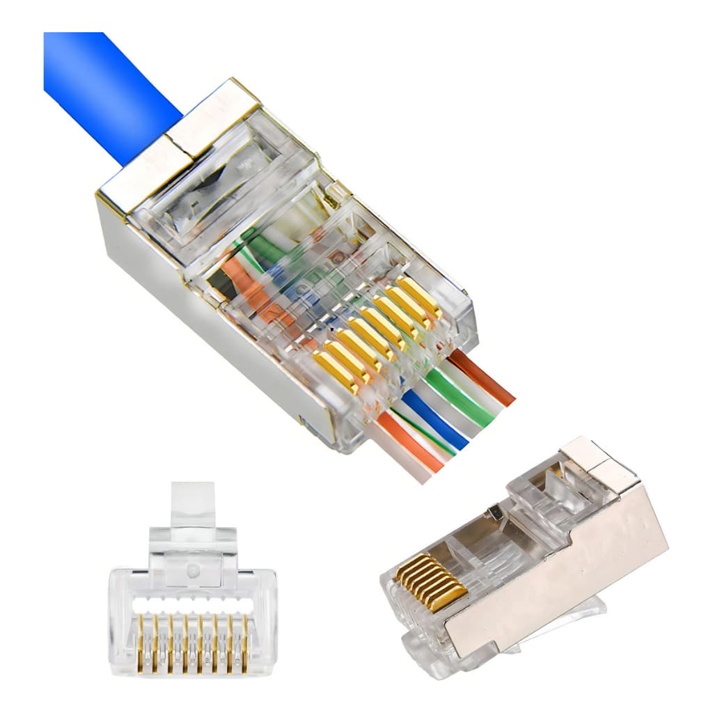Conector Cabo de Internet RJ45 Blindado Cat6 Exbom 20 Unidades
