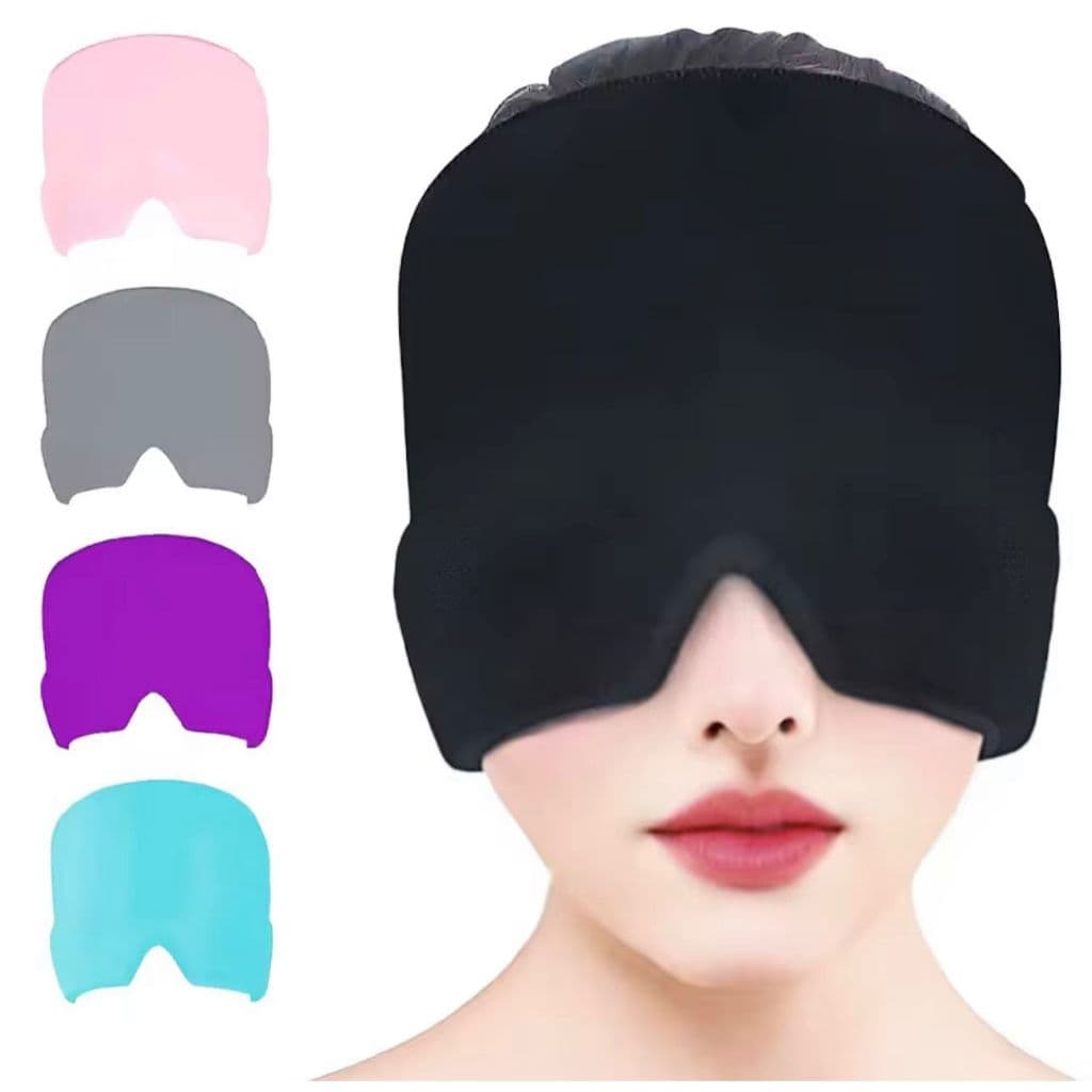 Touca de Enxaqueca Alívio Dor de Cabeça Gelada,Mascara de Gelo Facial Confortável FRIO OU QUENTE