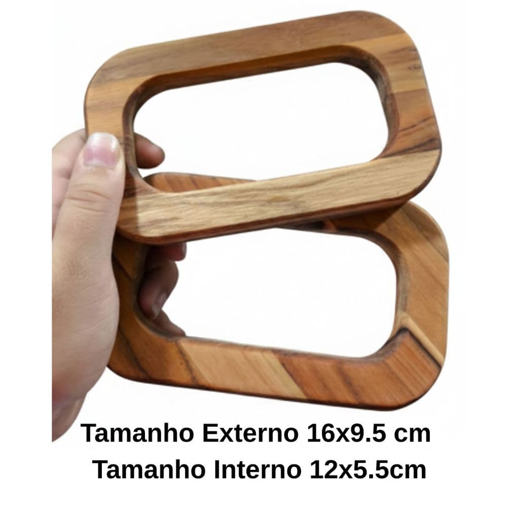 PAR de Alça de Madeira Teca luxo Exclusiva para Bolsas, Bags e Cestos Artesanais (Vendido em Pares
