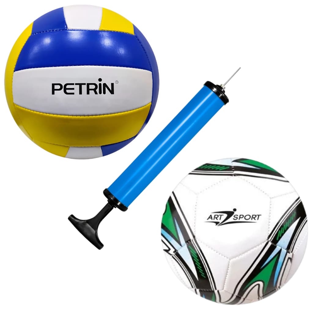 Kit Bola Futebol Campo N5 Com Bola De Vôlei + Bomba E Bico