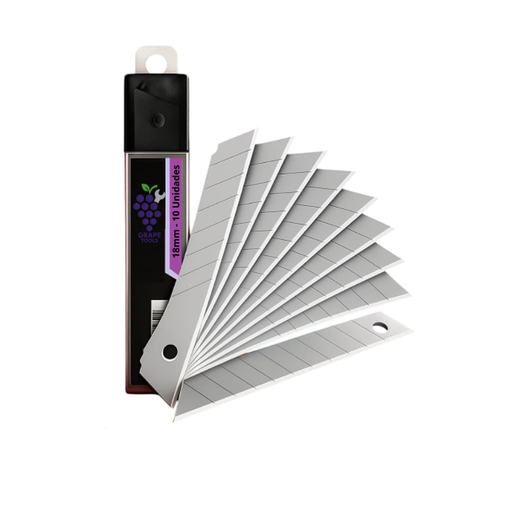 Lâminas Estilete 18mm/25mm Aço Afiado Kit 30 Peças Grape Tools