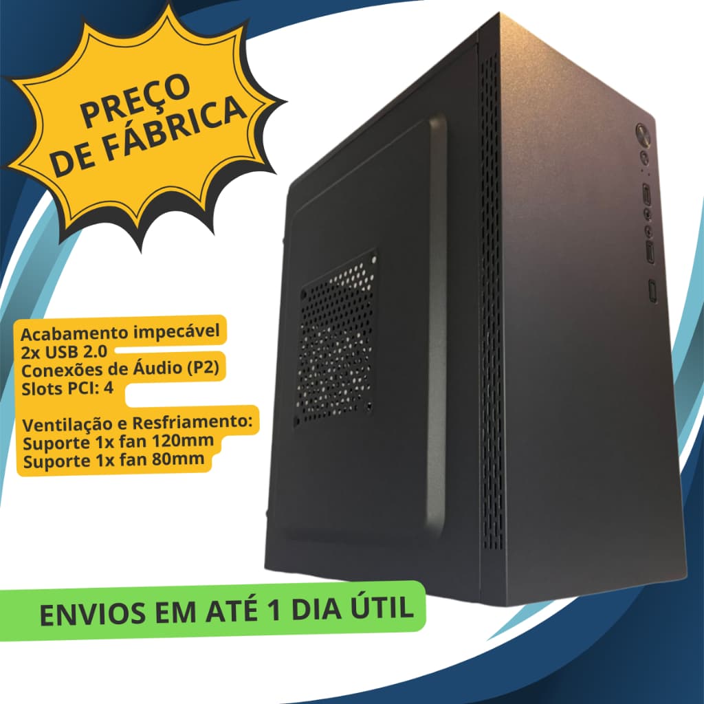 Gabinete Rhino Office Trabalho Home Gamer Moderno Gb1750 Atx Usb 2.0
