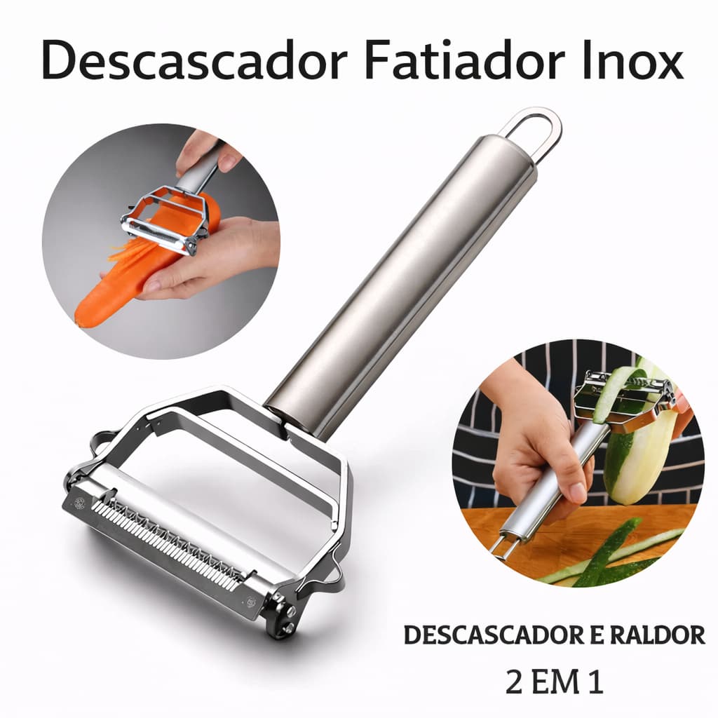 Descascador INOX Legumes Frutas Dupla Lâmina Móvel 2 Em 1/Descascador De Legumes Verduras Frutas