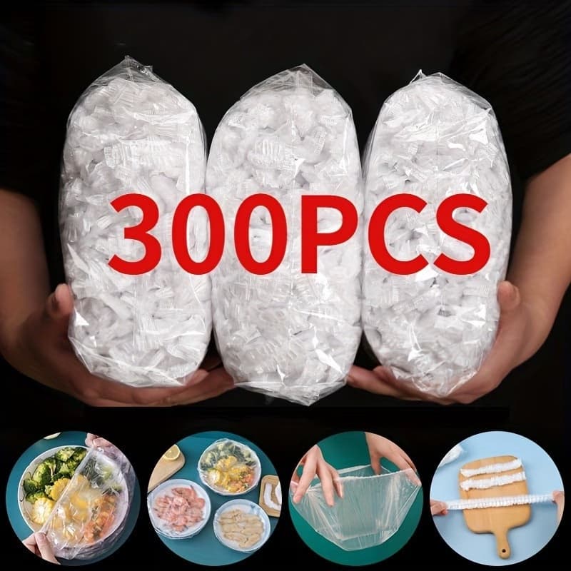 Kit 300 Tampas Sacos Plásticos Descartáveis Para Armazenamento De Alimentos Práticas Higiênicas Resistentes e Atóxicas