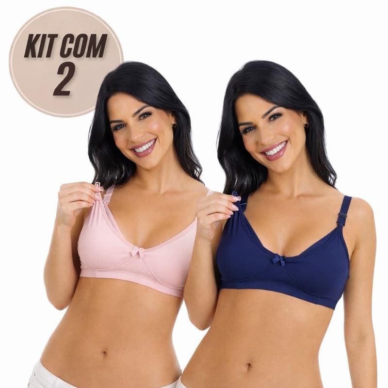 Kit 2 Sutiã Amamentação Reforçado Maternidade Pós Cirúrgico Lingerie