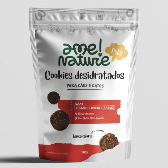 Petisco tipo biscoito 100% Natural para Cães e gatos Sabor Fígado 100gr Ame Nature