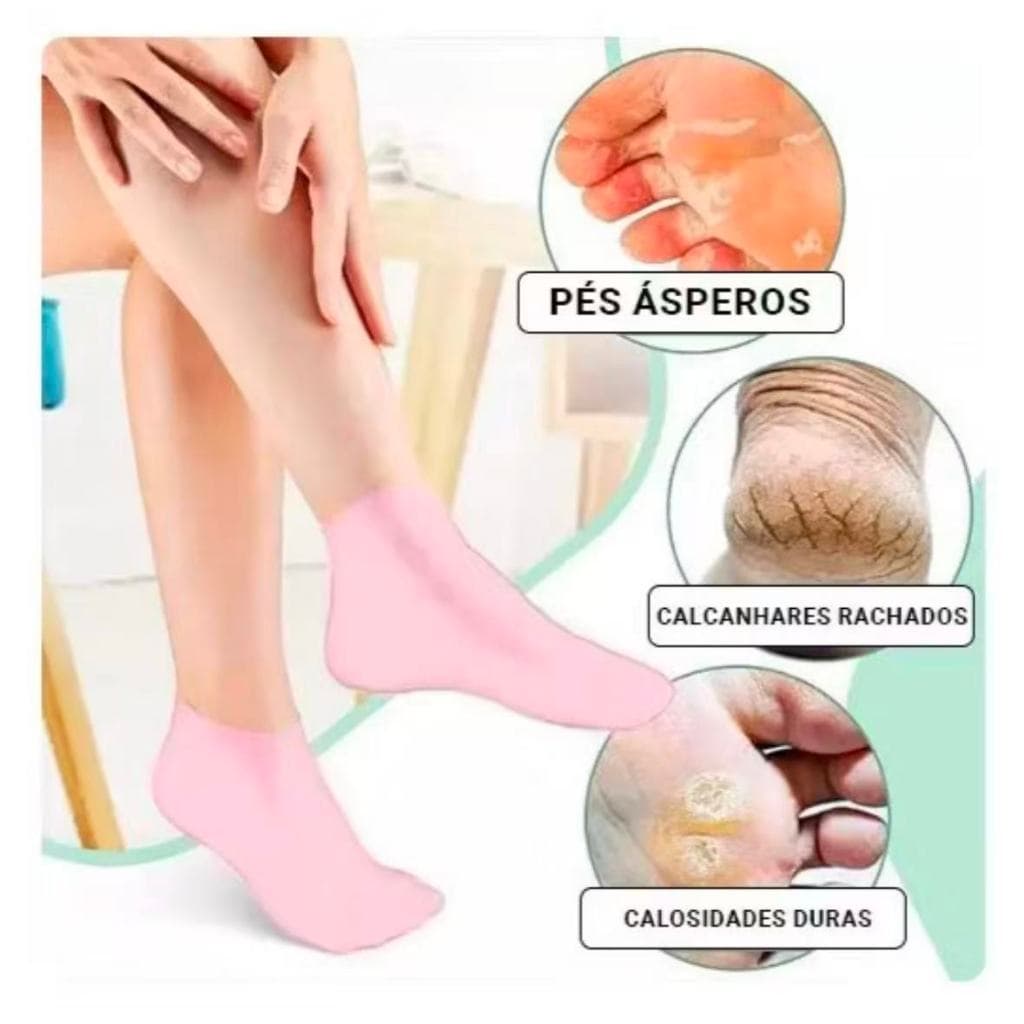 Meias de Gel de Silicone para Calcanhar – Uso Doméstico, Hidratante para Pés Rachados