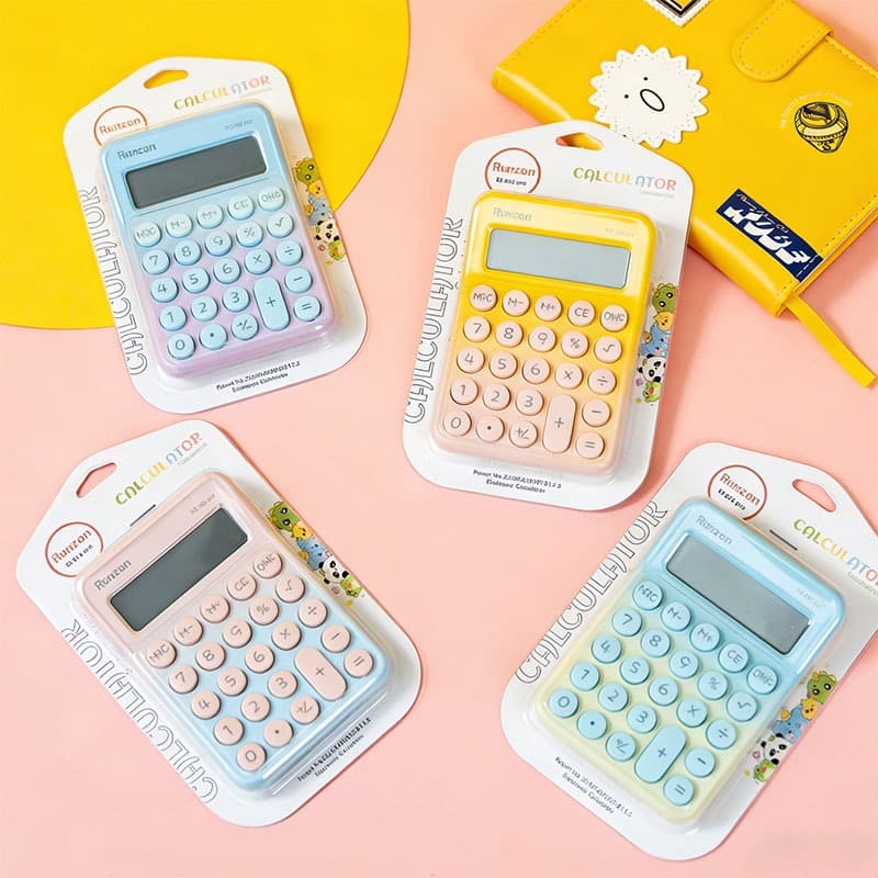 Calculadora de 8 Dígitos com Teclado Redondo Flexível - Cores Degradê + Auto-Off Inteligente | Escolar e Profissional