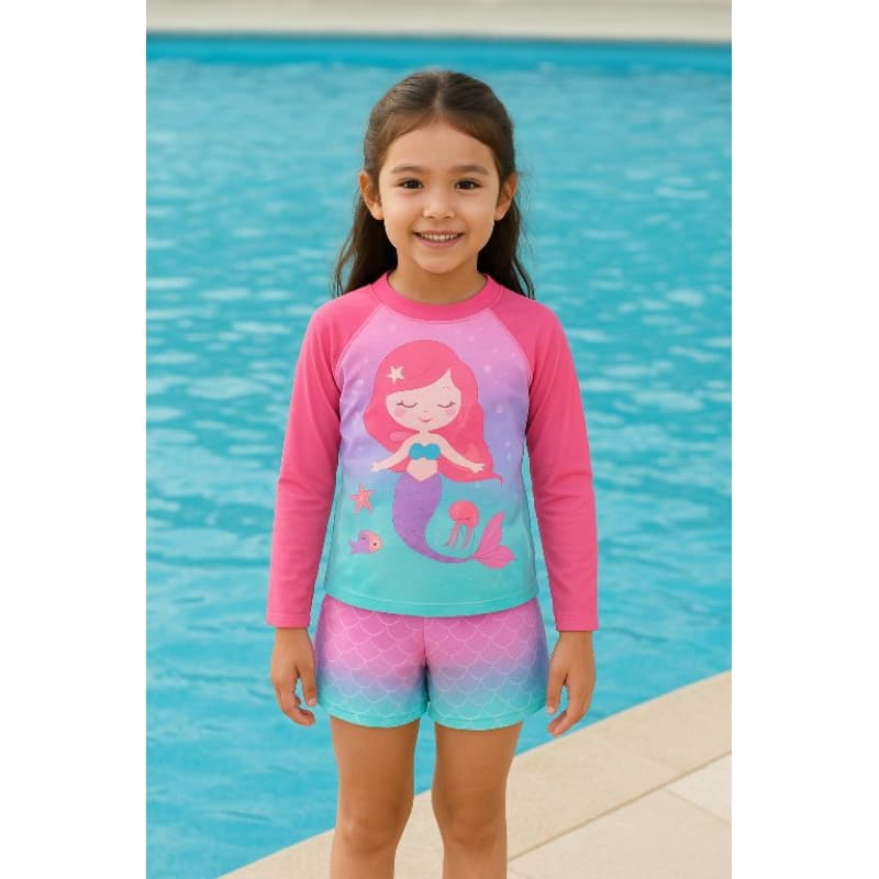 🧜‍♀️ Conjunto Infantil UV – Sereia • Manga Longa • Proteção Solar 🌞💖