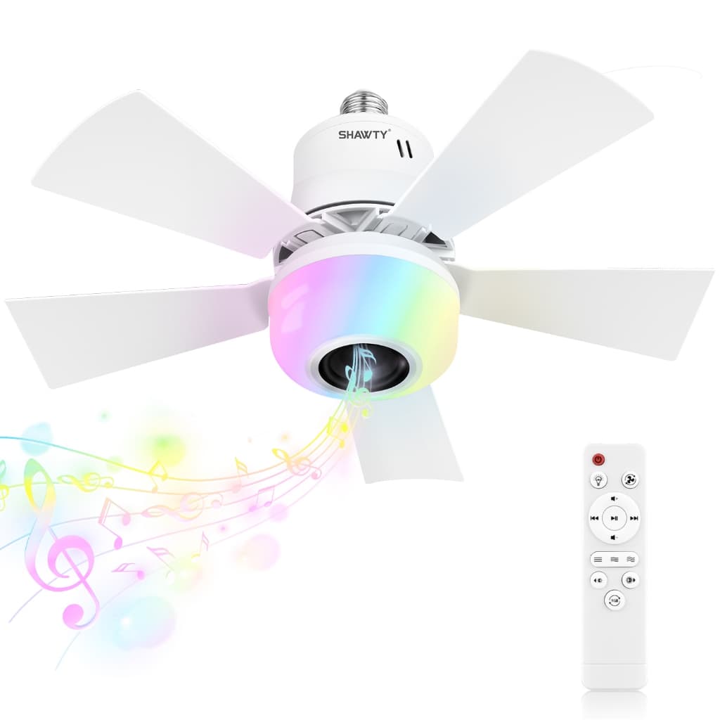 Ventilador de teto com luz LED RGB, controle remoto, três velocidades de vento, funcionamento potente e silencioso, 40 w