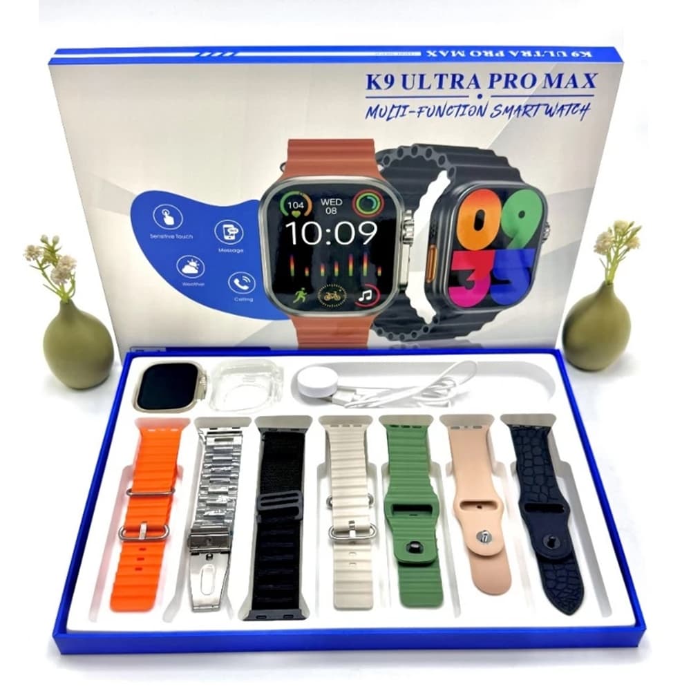 2025 Novo Smart Watch K9 Ultra Pro Max Seri 10 49mm com 7 Pulseiras Esporte