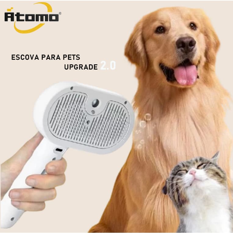 ATOMO Pente para animais de estimação Escovador para Pets Versão Atualizada 2.0 com Luz Azul e Spray