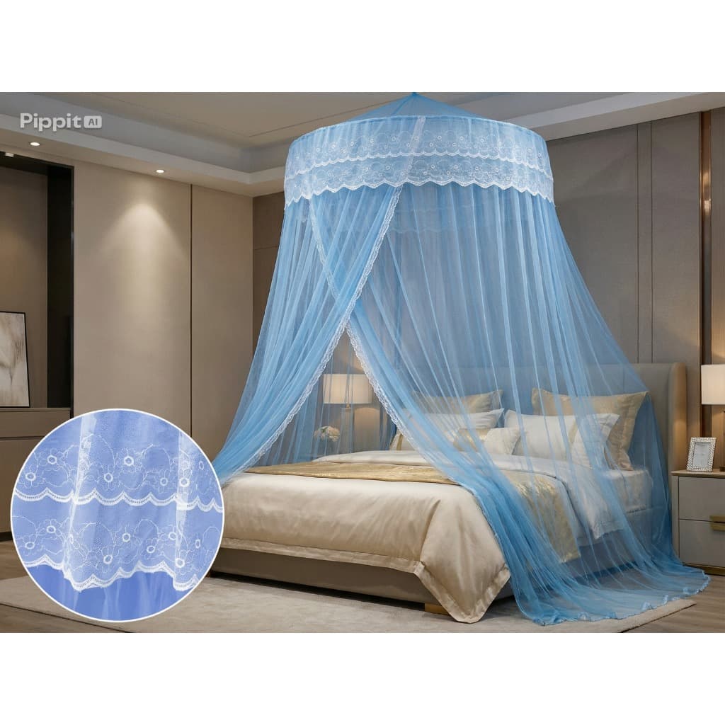 Mosquiteiro Indiano de Teto Gigante 14 Metros Casal Box Queen King com Abertura Lateral Premium