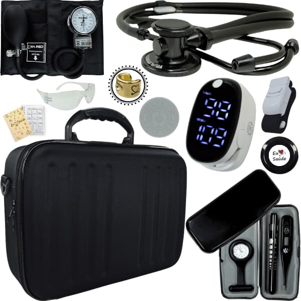Kit Medicina Completo Aparelho de Pressao Pressão Esfigmo Estetoscopio Estetoscópio