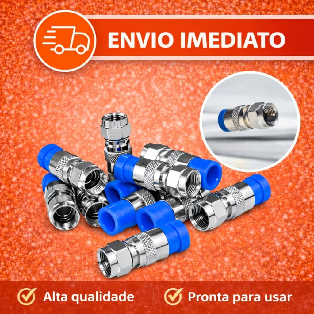 Kit Conector RG6 de Compressão Para Cabo Coaxial