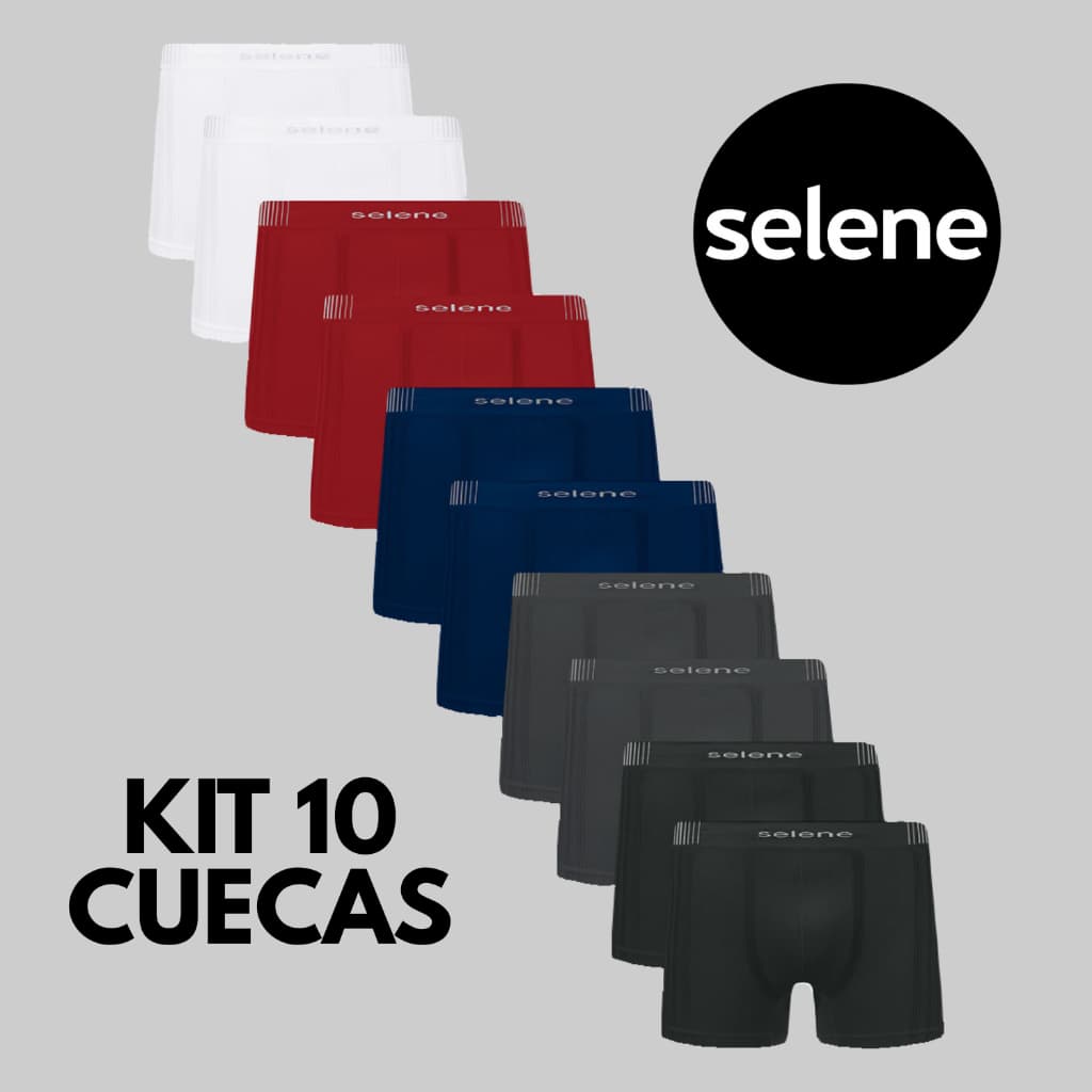 Kit 10 Cuecas Boxer Selene Microfibra Poliamida Sem Costura Original