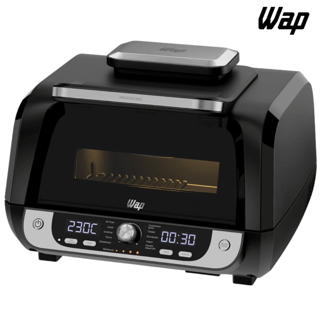 WAP Fritadeira Elétrica Air Fryer 127V Barbecue Digital 12 em 1, 10 Litros,  Antiaderente, 1800W