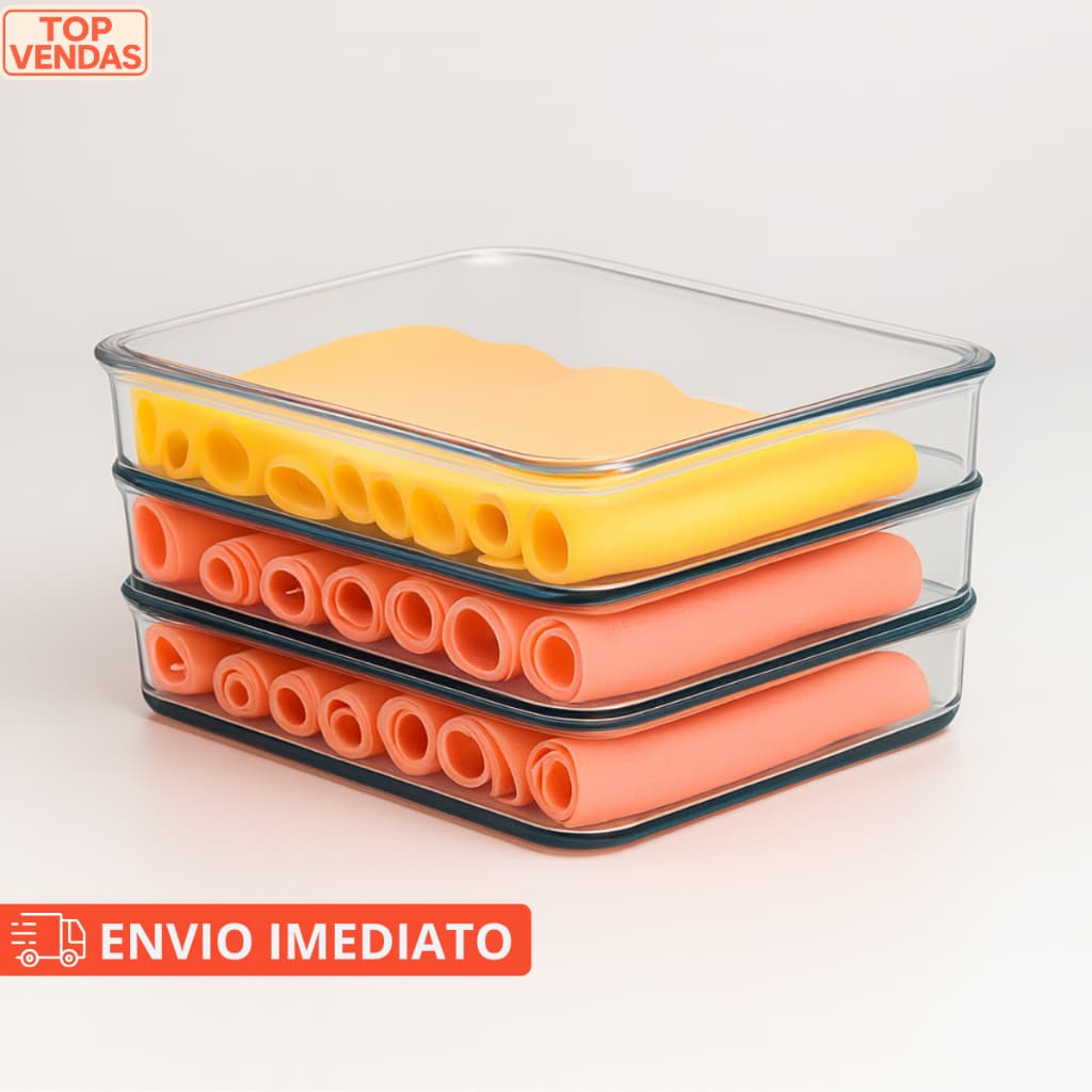 Porta Frios Presunto Queijo Kit Acrílico Resistente Duplex Duplo Com Tampa Hermético Empilhável