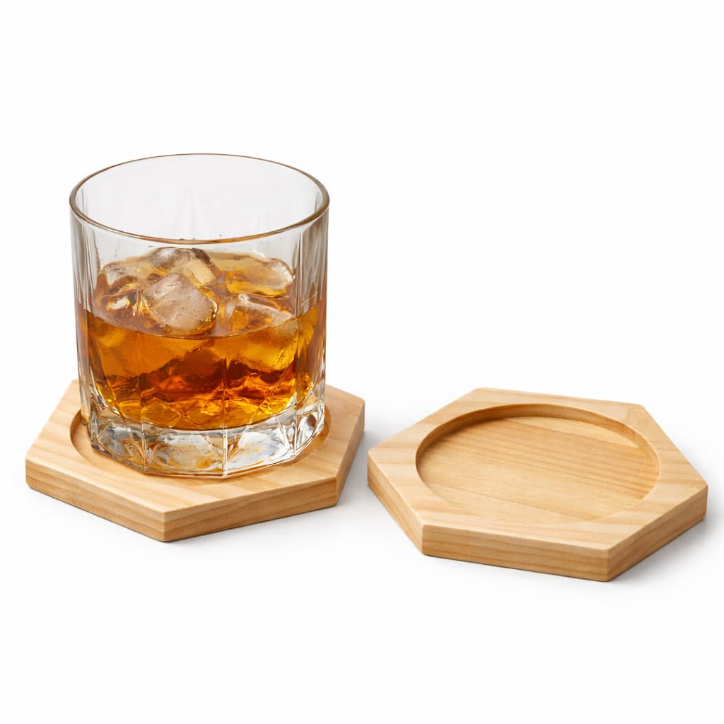 Kit Pires Porta Copo Redondo de Madeira Apoio para Xícara Café Chá Mesa Posta