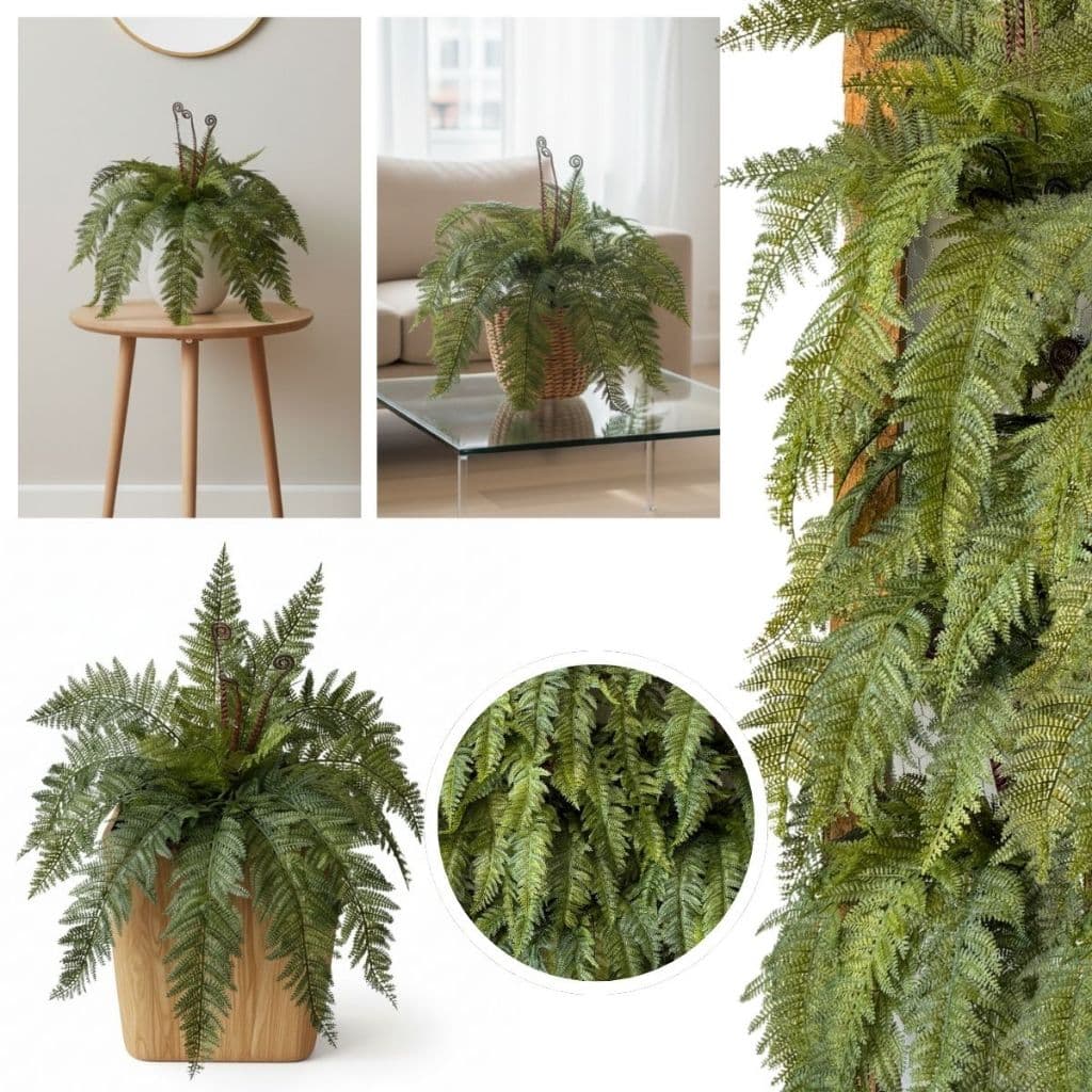 Samambaia Premium Revestida em Silicone Planta Artificial com Aparência e Toque Realista