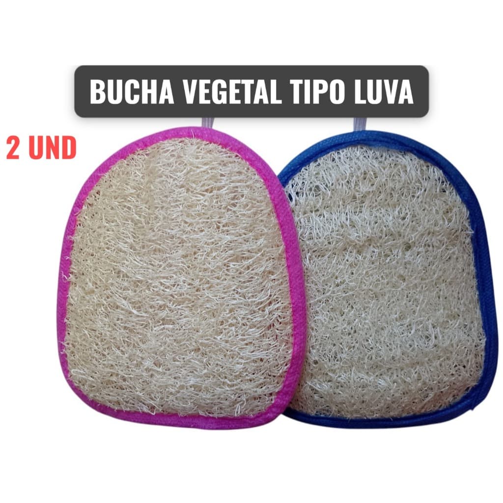 Bucha Vegetal Natural tipo Luva p/ Banho Esfoliante - 02 Unidades