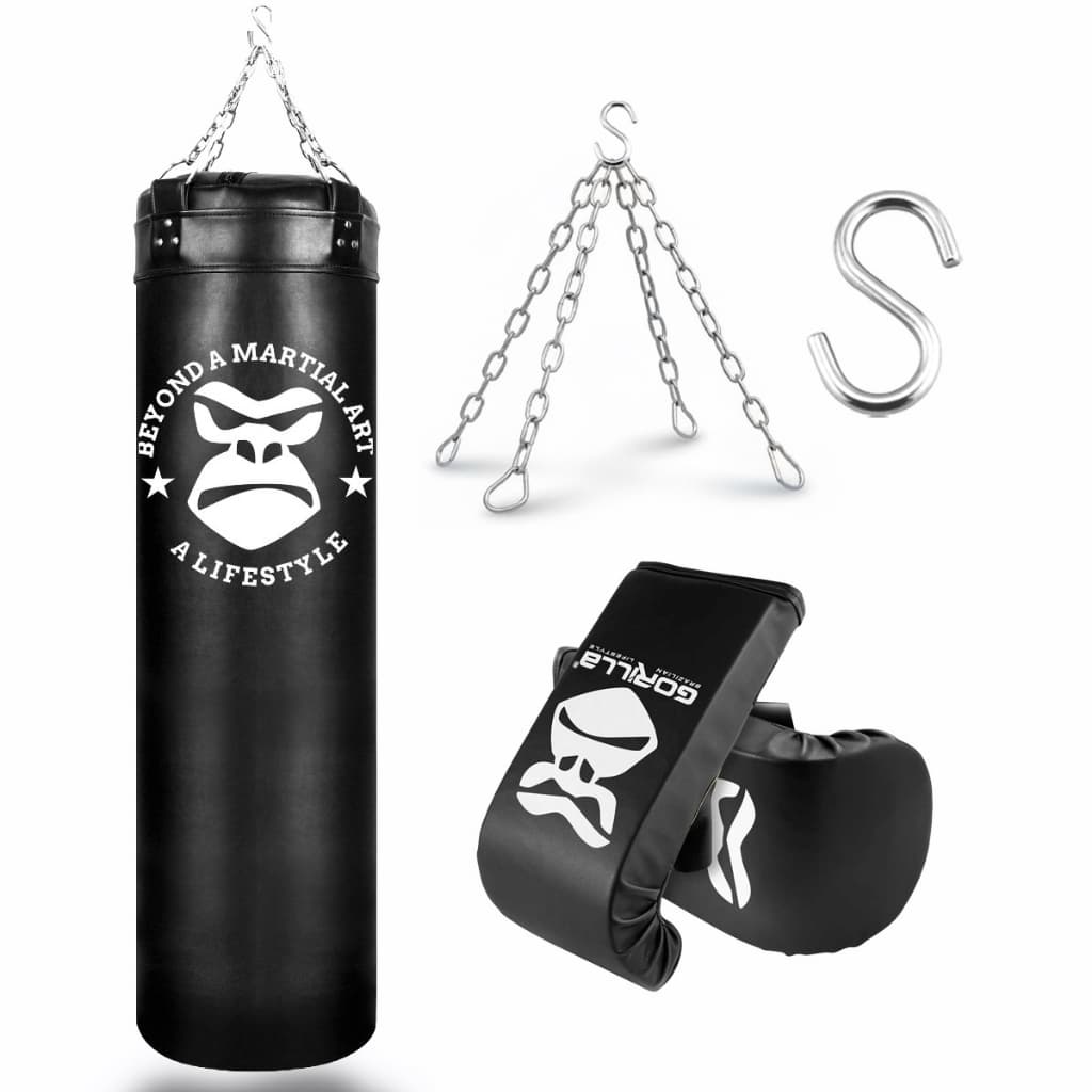 Kit Treino Saco de Pancada 120Cm Profissional + Luva Bate Saco Adulto Boxe Qualidade Gorilla