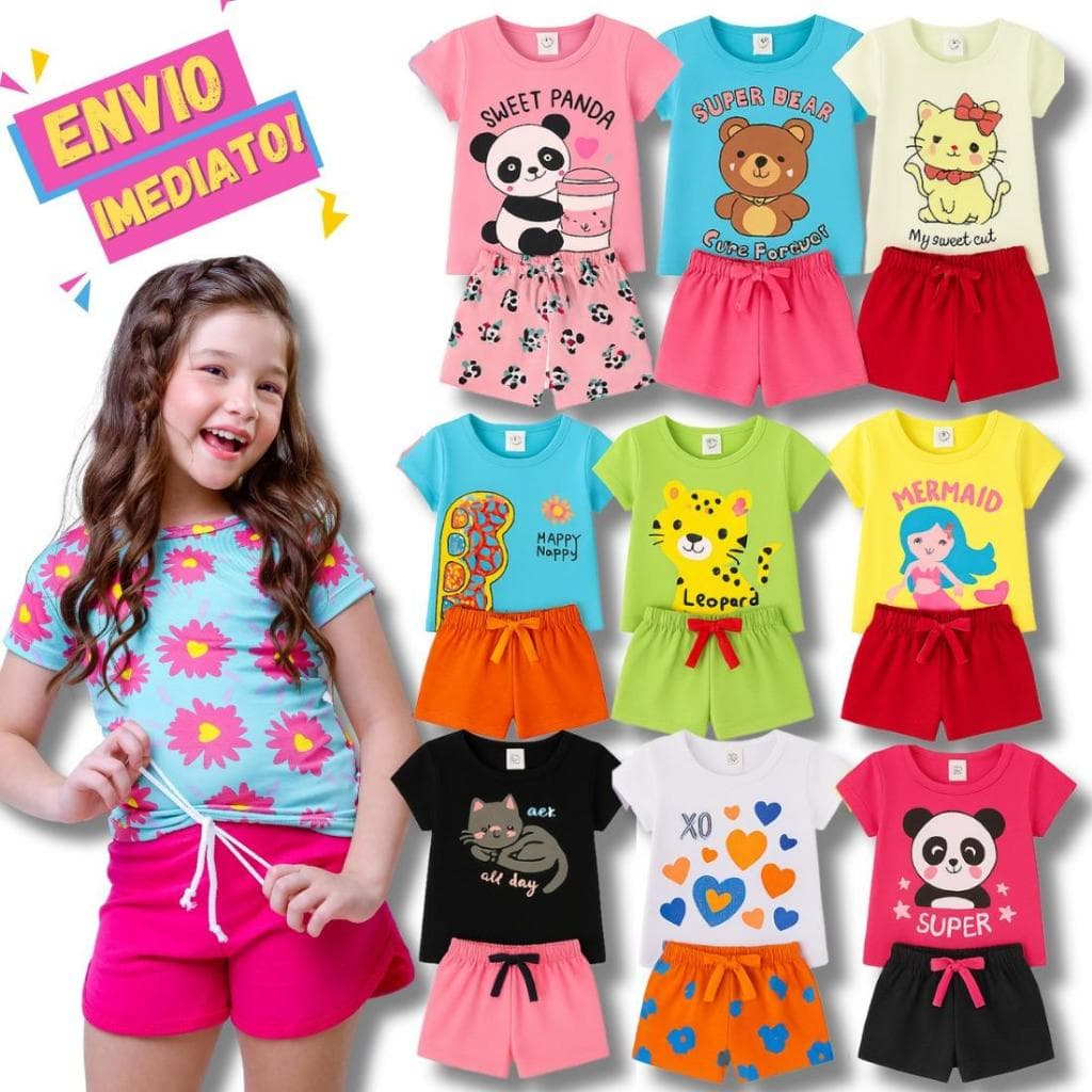 Kit sortido com 06, 04, 02 peças Roupa Conjunto Infantil Menina Verão  Bebê