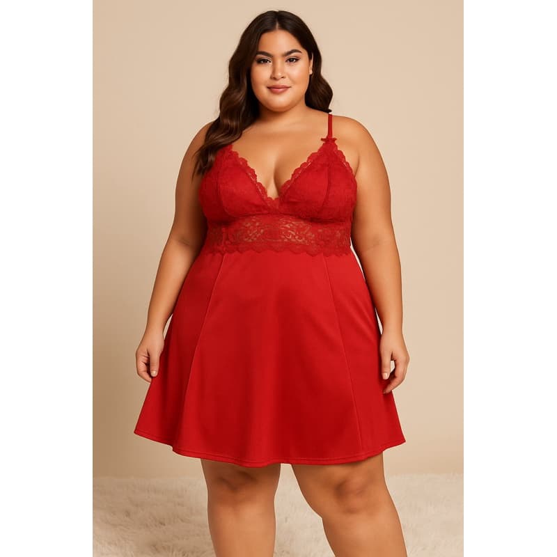 Camisola Plus Size com Renda Sem Bojo e com Forro do Tamanho 48 ao 58 005
