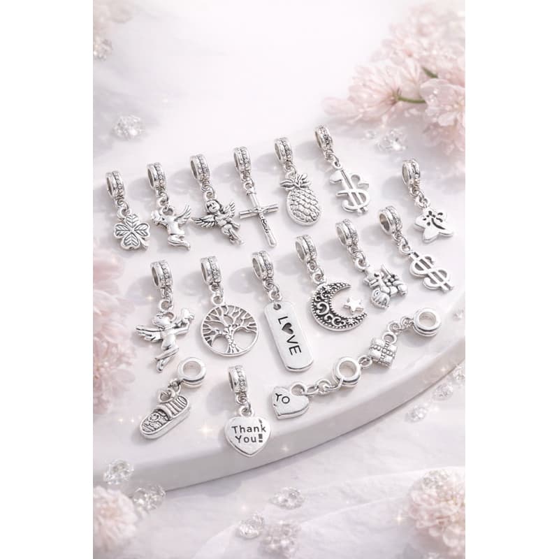 Kit com 10 Berloques Prata para pulseiras