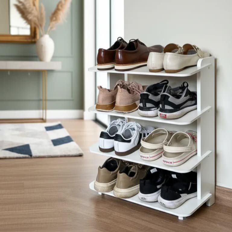 Sapateira Para Hall De Entrada 8 Pares Branca Organizadora Vertical