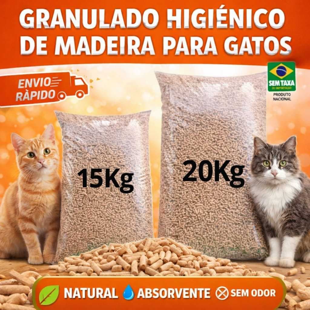 Granulado de Madeira para Gatos Alta absorção