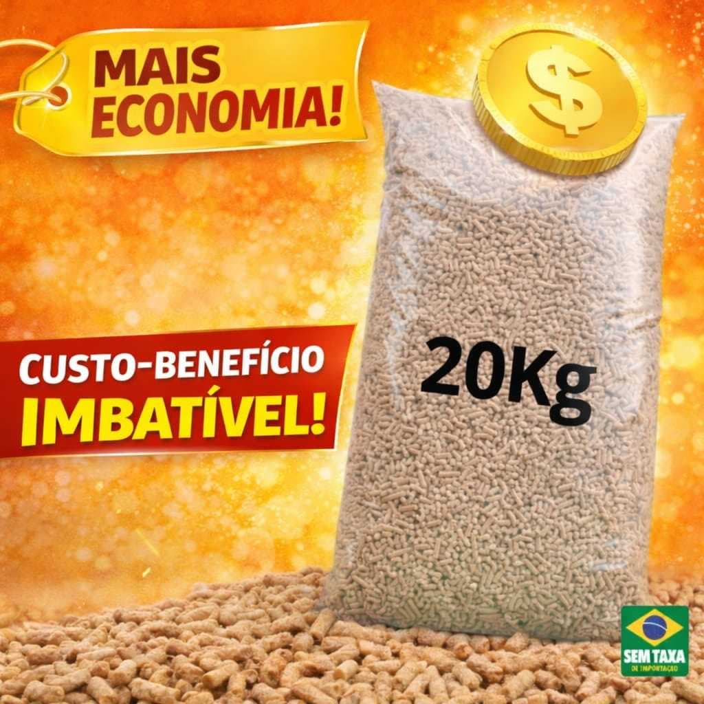 Granulado de Madeira Para Gatos 20Kg Alta Absorção