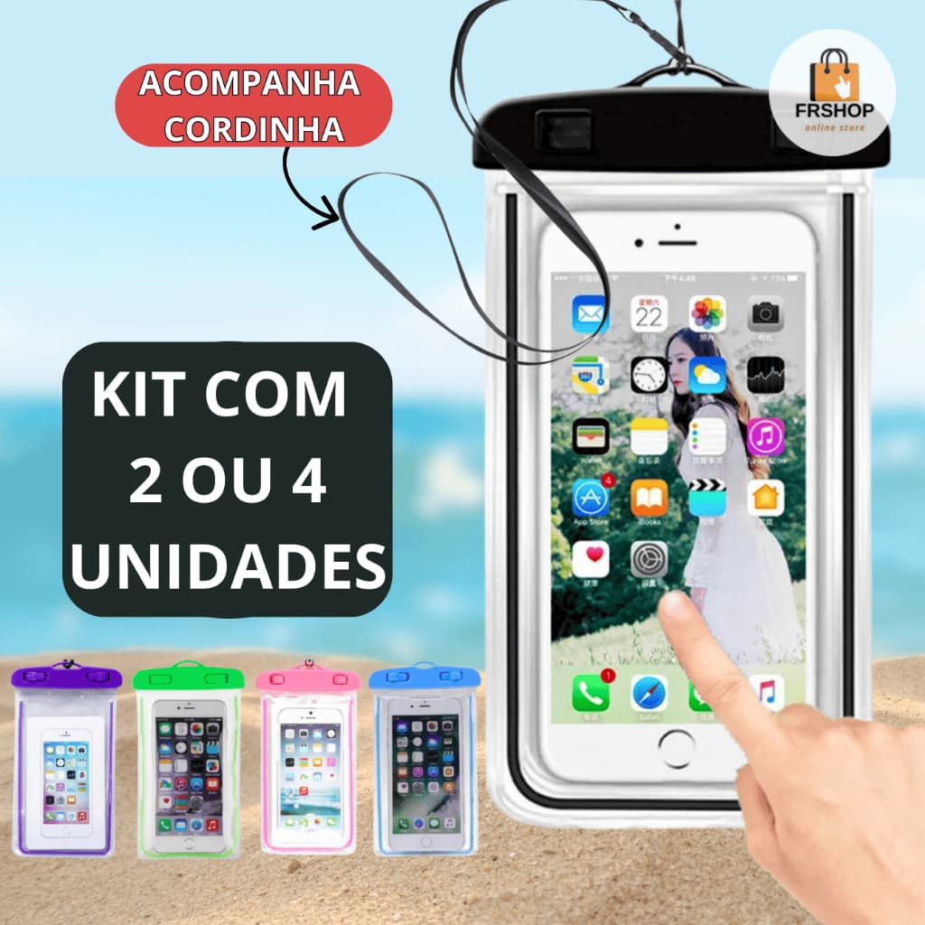 Kit 2/4 Capa Capinha Aprova Dágua Bolsa Impermeável Universal Para Celular