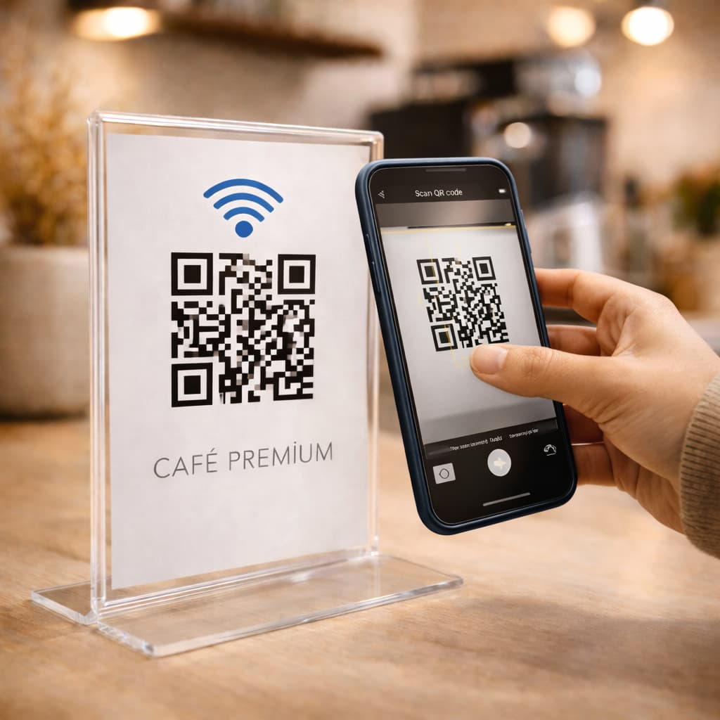 Placa De QR Code Pix Wi-Fi E Informações Acrílico Porta Avisos